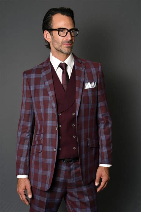 mens versace bordeaux xuit checkered wool slim|Versace Suits for Men .